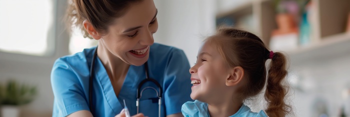 Triage Nurses at Pediatrician office with girl child